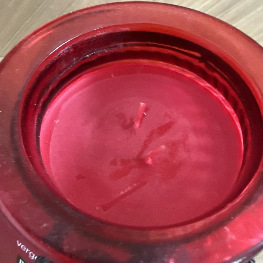 Pier 1 Island Orchard 2 Wick Candle Red Glass Bowl 17.9 oz Discontinued Tropical